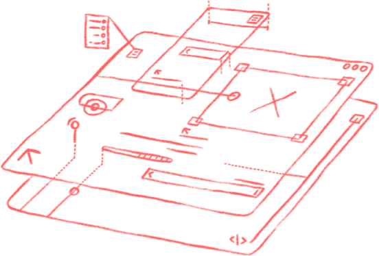 Multiple interface parts being assembled.